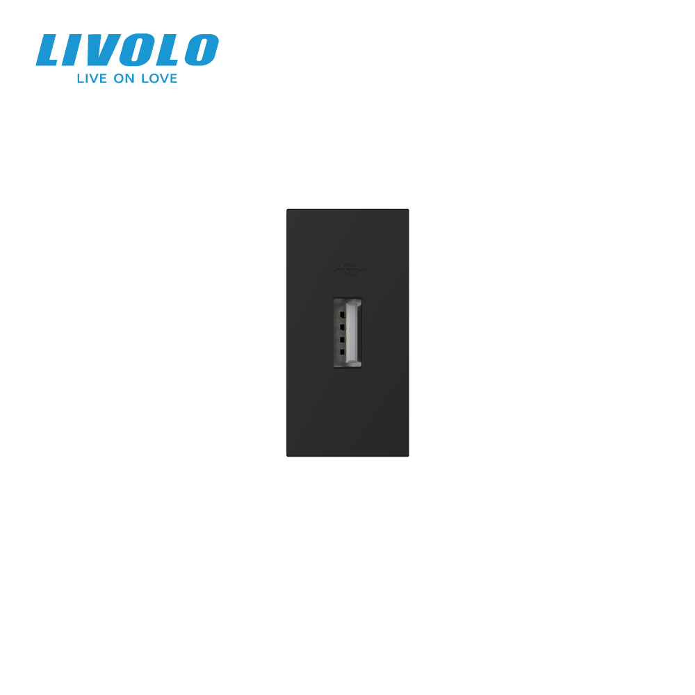 USB розетка LIVOLO 5V 2.1A, чорна, 10Вт, з блоком живлення, модуль 0.5 поста (VL-FCUA-1BP) Коломыя - изображение 7