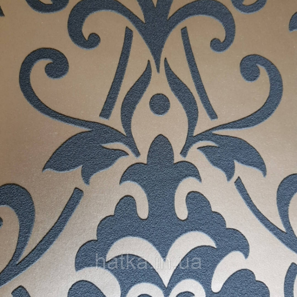 Вінілові шпалери на флізелін AS creation Attractive вензель великий структурний чорний на золотистому Київ - фото 2