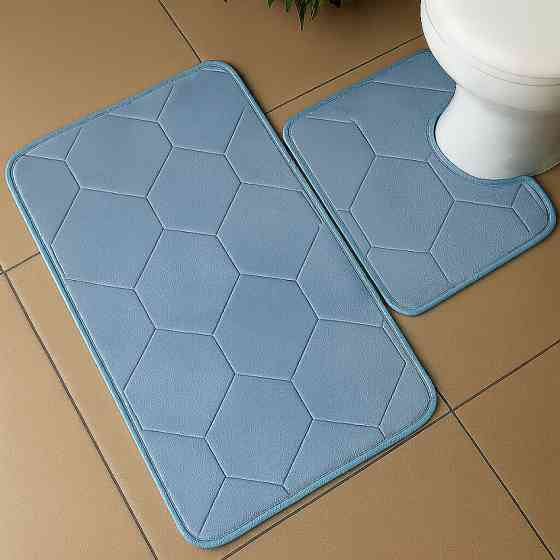 Набір 3Д килимків у ванну кімнату Romb Blue Luxury 2 шт Blue Вінниця