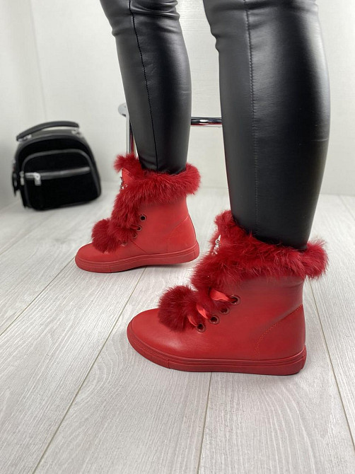 Violeta Черевики жіночі Violeta червоні еко-шкіра зима висота 15.5см розмір 36 (1135) Коломыя - изображение 7
