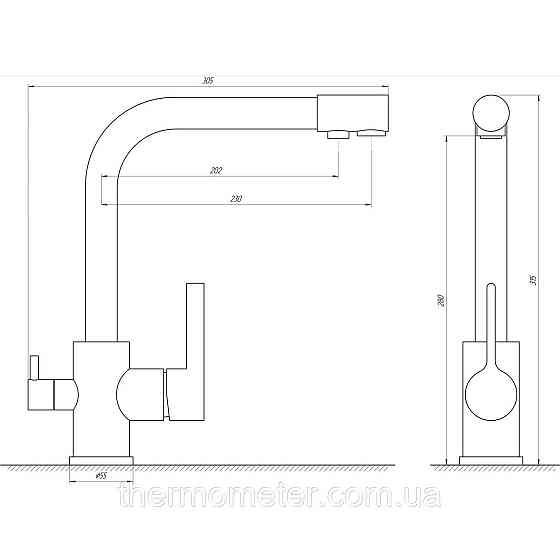 Смеситель для кухни под осмос Globus Lux LAZER GLLR-0444-10-BB Киев
