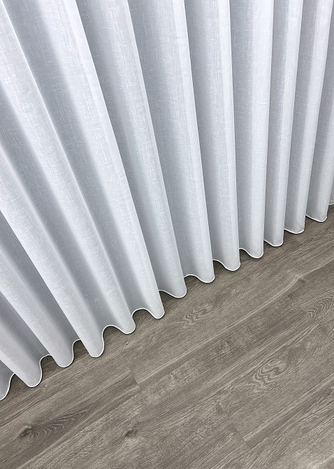 Тюль щільний льон однотонний колір білий 2033т Київ - фото 7