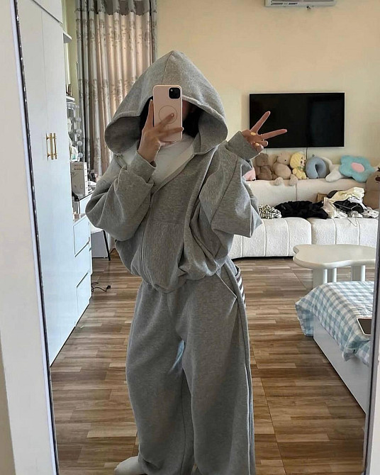 Жіночий теплий оверсайз костюм двійка з накатом трьохнитка на флісі Одеса - фото 3