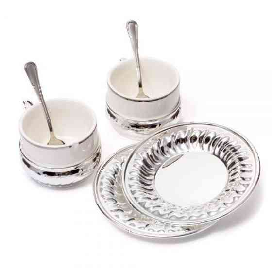 Набор для чая “Torciglione” на 2 персоны/ 2 чашки/2 блюдца/2 ложки, серебро Ровно