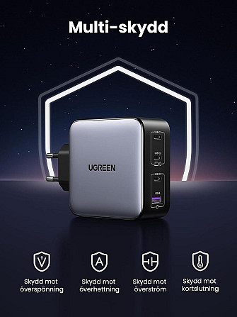 UGREEN Nexode 100W GaN повербанк, 4 порти USB-C та USB-A, швидка зарядка PD, PPS, адаптер для MacBoo Київ - фото 4