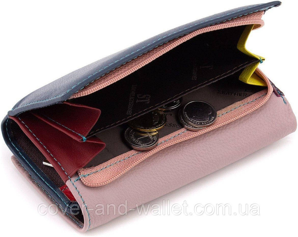 Пудровий жіночий шкіряний гаманець на магнітах середнього розміру ST 021 Київ - фото 3