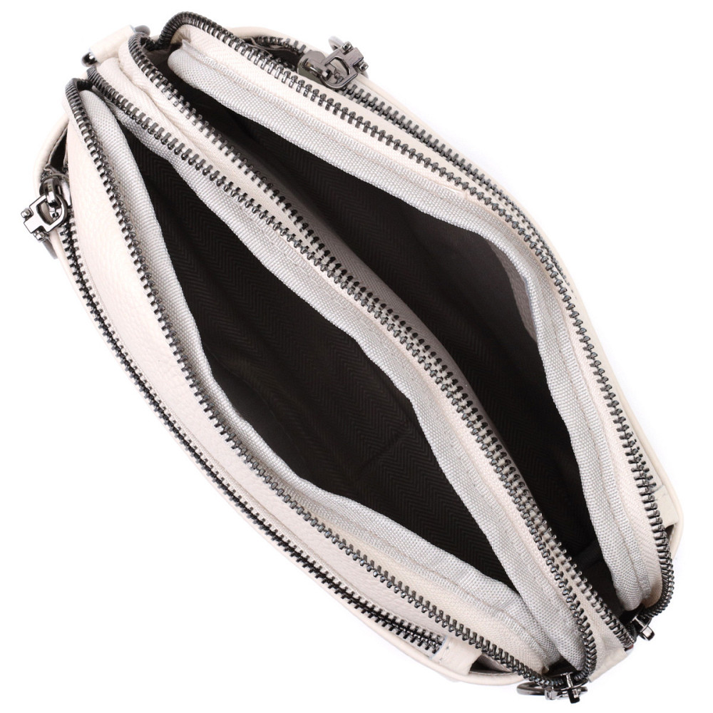 Женская прямоугольная сумка с карманами из натуральной кожи Vintage 22598 Белая Киев - изображение 9