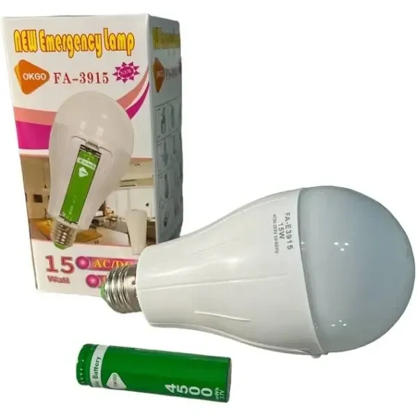 Лампочка с аккумулятором 18650 BL Fa 3915, E27, 15Вт, 3Вт при отключении света, до 4 часов работы, 6800-7300К Одесса - изображение 1