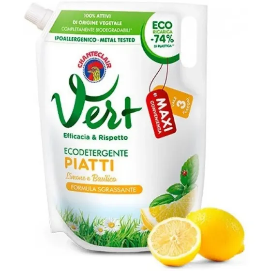 Средство для мытья посуды Chante Clair VERT piatti, концентрат, аромат “лимон-базилик”, запаска, 1500 мл Киев
