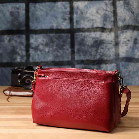 Сумка жіноча з твердим дном з натуральної шкіри Vintage 22982 Червоний Київ