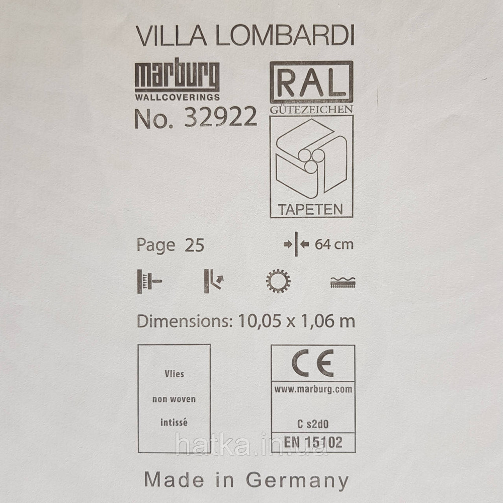 Шпалери метрові вінілові на флізелін Villa Marburg Lombardi геометрія абстракція листя білі на сріблястому Київ - фото 5