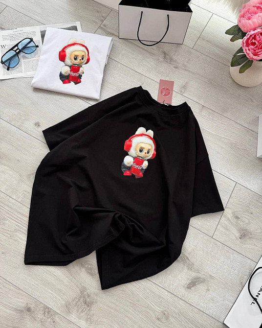 Жіноча повсякденна футболка оверсайз LaBuBU турецький кулір Чорний 2 Одеса - фото 2