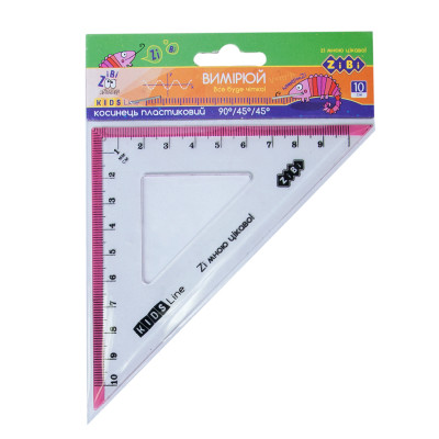 Линейка ZiBi Kids Line Угольник 100мм с розовой полоской, блистер (ZB.5620-10) Винница - изображение 1