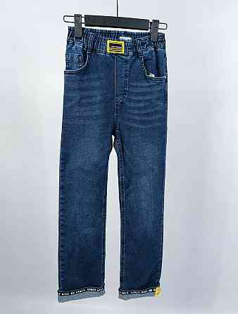 Детские джинсы трубы для девочек на резинке в синем цвете на 6,12,14 лет. Николаев
