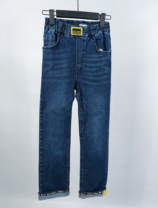 Детские джинсы трубы для девочек на резинке в синем цвете на 6,12,14 лет. Николаев - изображение 1