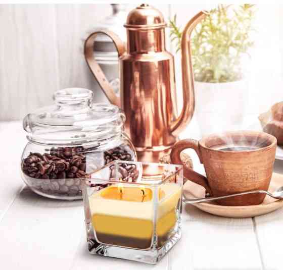 Ароматична свічка у стакані із триколірним наповненням Соняшники (SNK80-330) Луцк