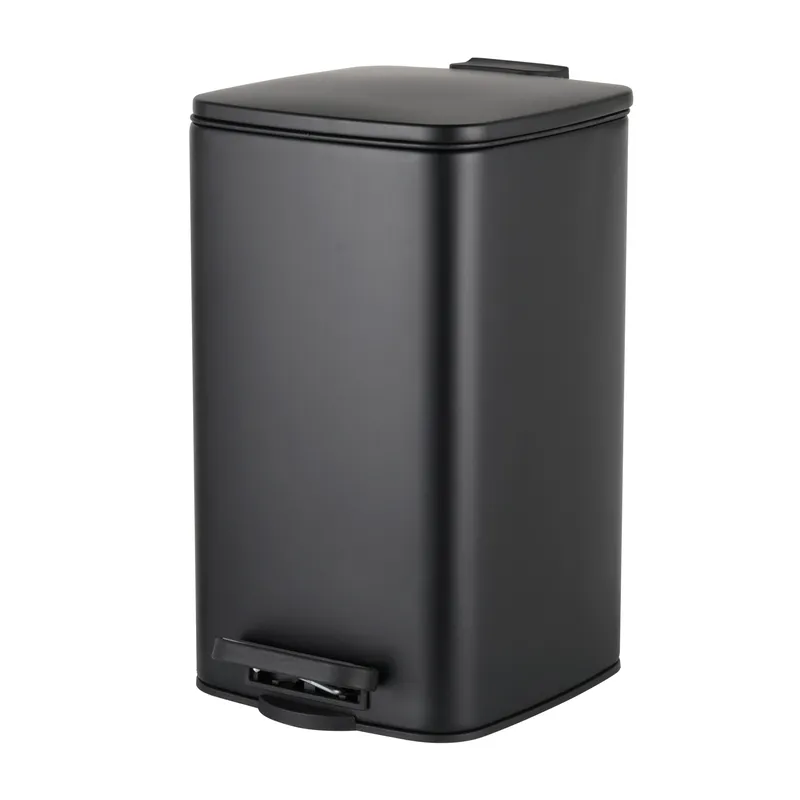 Мусорное ведро с плавным закрытием квадратное Zerix Kubix-TC0108 Black 8 л цвет черный (ZX5892) Черновцы - изображение 1