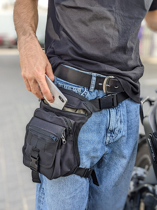 Сумка на стегно, стегнова сума чорна мотосумка байксумка Одеса - фото 1