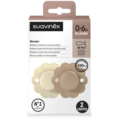 Пустышка Suavinex Wonder фізіологічна 2 шт, 0-6 місяців, світло-бежева та бежева (308404) Винница - изображение 6