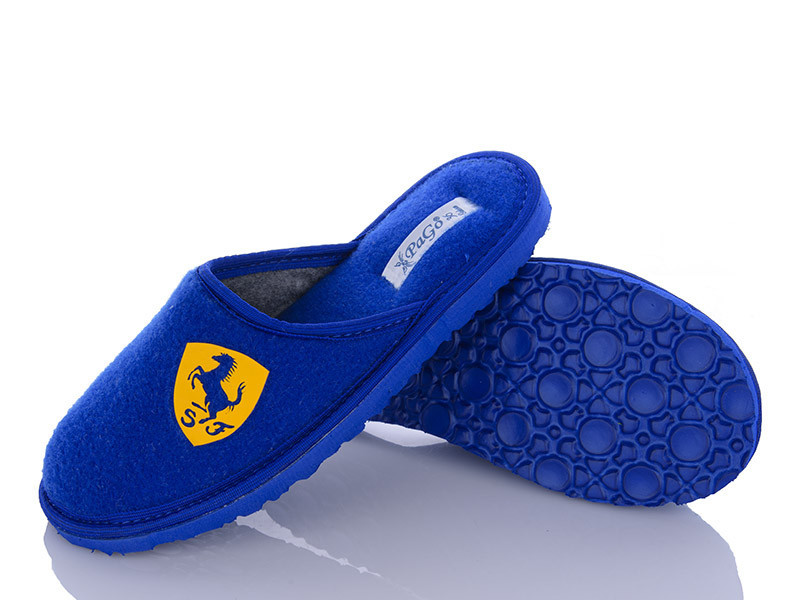 Хатні капці підліткові хлопчик домашні кімнатні PaGo "Жовтий Ferrari" Сині Одеса - фото 9