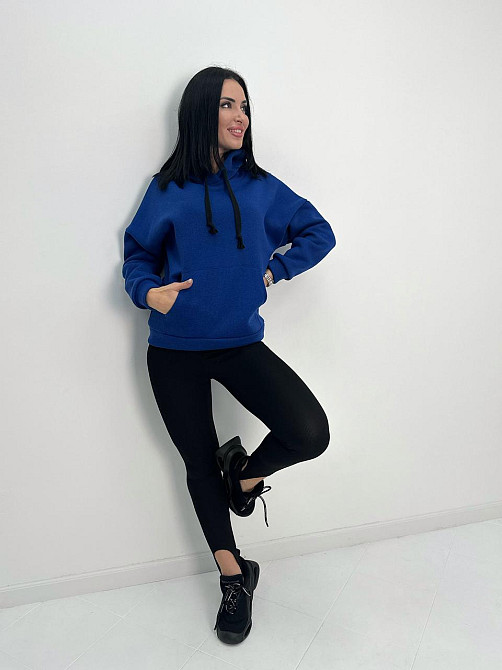Жіночий теплий худі з капюшоном "Basic" Турція оптом | Норма і батал Електрик, 46-48 Київ - фото 2