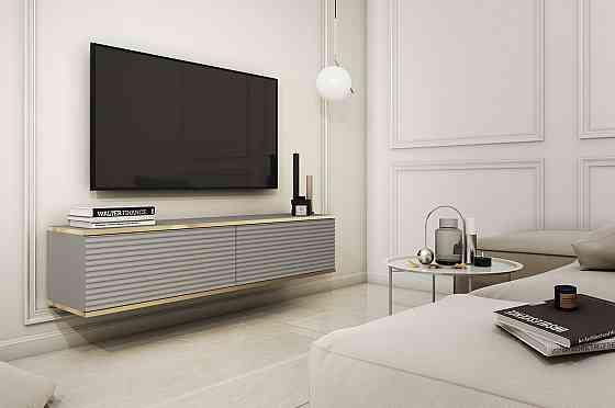 Тумба під телевізор навісна Perfect Home Оро / Oro 2-дверна RTV135 MDF Сірий (PFH-091357) Дніпро