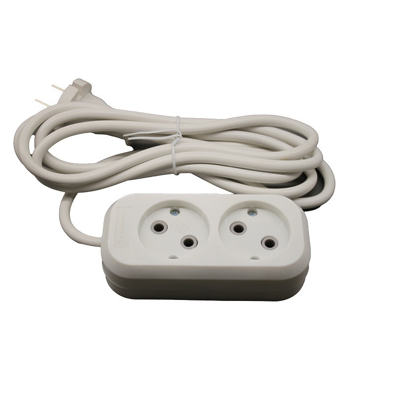 Удлинитель без заземления 2 гнезда, 3 м, белый Днепр - изображение 1