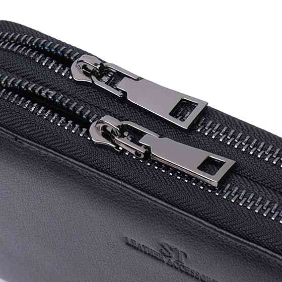 Стильний чоловічий клатч на два відділення із натуральної шкіри ST Leather 22700 Чорний Київ