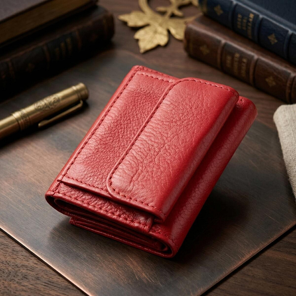 Компактное женское портмоне с монетницей из натуральной кожи ST Leather 22729 Красный Киев - изображение 14
