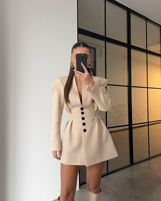 Женское стильное мини платье-жакет турецкая костюмка Одесса - изображение 1