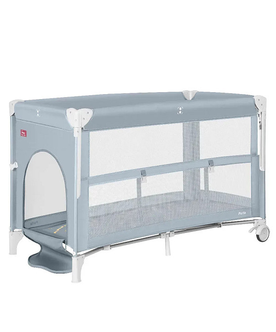Дитячий манеж — ліжко для новонароджених 2 в 1 з подвійним дном Porta CRL-18103 Mint Green 125*65 см CARRELLO сірий Кривий Ріг - фото 3