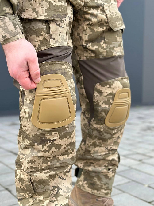 Чоловічі літні армійські посилені штани штурмові піксель ,тактичні шатни ріп стоп з наколінниками і липучками під коліно Львів - фото 9