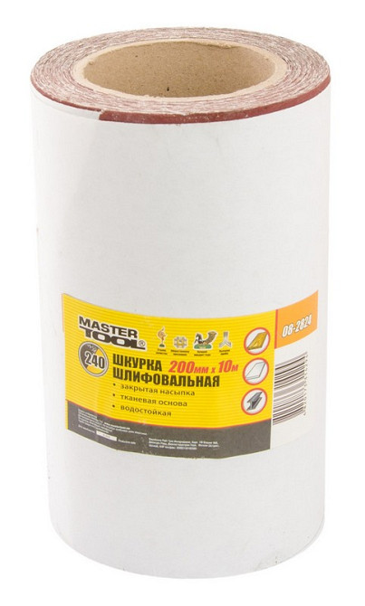 MASTERTOOL Шкурка шліфувальна MASTERTOOL на тканинній основі Р240 200 мм 10 м 08-2824 Коломыя - изображение 2
