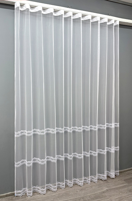 Тюль VR-Textil 1822т Грек-сетка с вышивкой и люрексом цвет Белый 300х270 см (42-0806) Киев - изображение 3