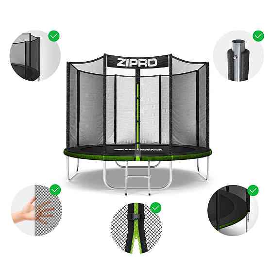 Батут Zipro Jump Pro с внешней сеткой 8 футов 252 см черно-зеленый Киев