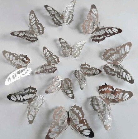 Бабочки серебро на скотче - 12шт. в наборе Киев - изображение 1