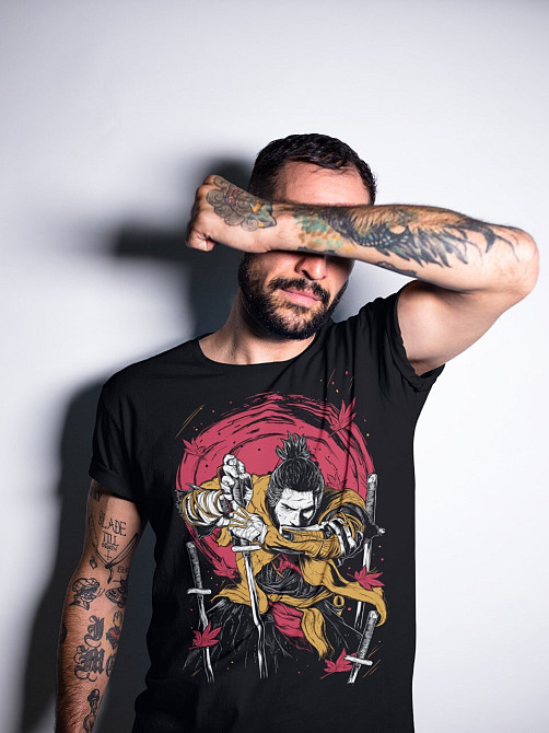 Футболка для хлопчика з аніме принтом Секіро Волф Аніме Вінтаге оверсайз (зріст від 165 до 180) Чорний AnimeJ0472m Дніпро - фото 1