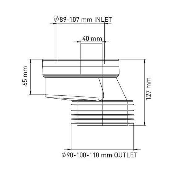 Ексцентрик (підключення до унітазу) 40мм, діаметр 110мм NOVA Харків