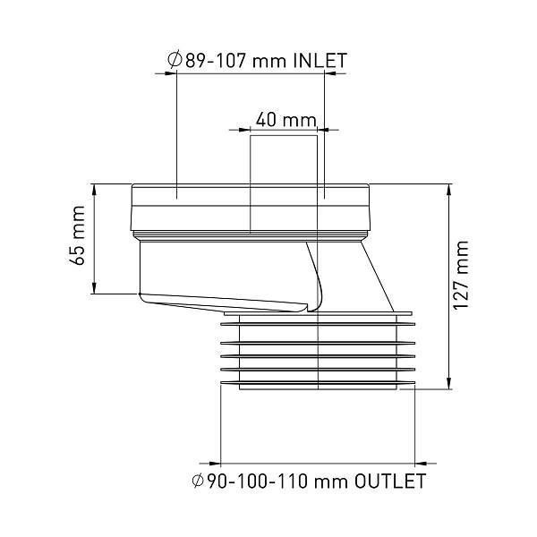 Ексцентрик (підключення до унітазу) 40мм, діаметр 110мм NOVA Харків - фото 2