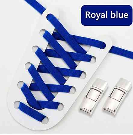 Еластичні шнурки без зав'язок з металевими застібками Синій Сміла