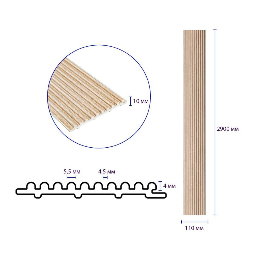 Рейка декоративная WPC стеновая 110х10х2900мм SW-00003025 Киев - изображение 3