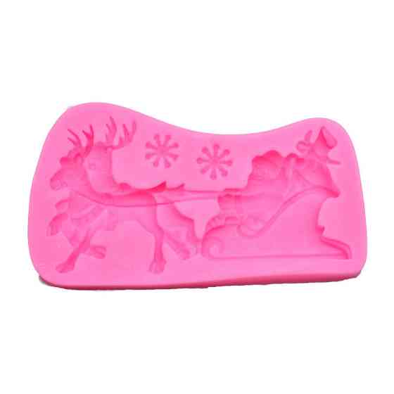 Молд новогодний Олени и Дед Мороз 130 на 70 мм розовый Киев