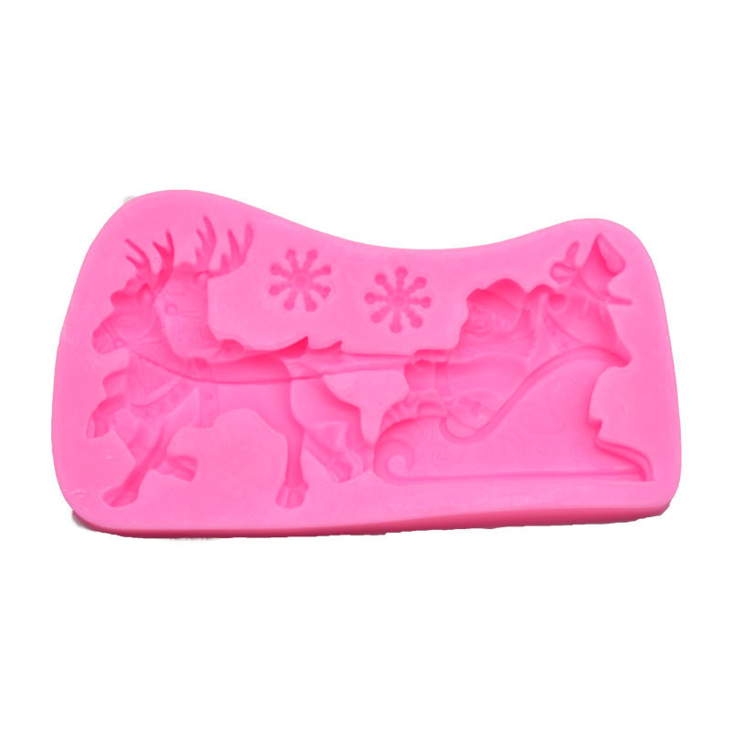 Молд новогодний Олени и Дед Мороз 130 на 70 мм розовый Киев - изображение 3