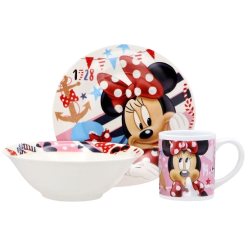 Набір дитячого посуду Мінні Маус 3 пр.:(тарілка/миска/чашка) порцеляна TO-9 Interos Житомир - изображение 1