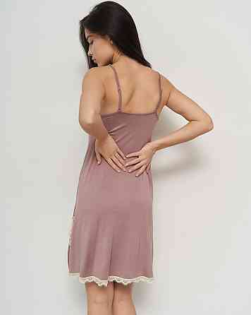 Женская вискозная сорочка - с кружевом Светло-коричневый Nicoletta 81414 Киев