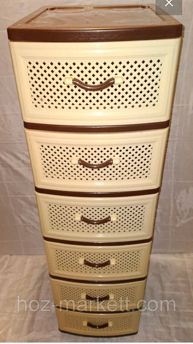 Пластиковый комод на 6 ящиков беж с коричневым Харьков - изображение 2