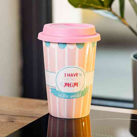 Liling Rongxiang Ceramic Стакан порцелянаовий 420 мл з силіконовою кришкою I have the best mom Киев