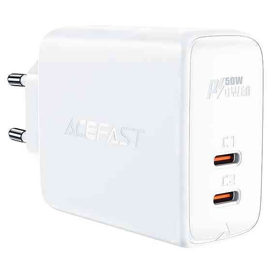 Мережевий зарядний пристрій ACEFAST A29 PD50W GaN (USB-C+USB-C) dual port charger White Киев