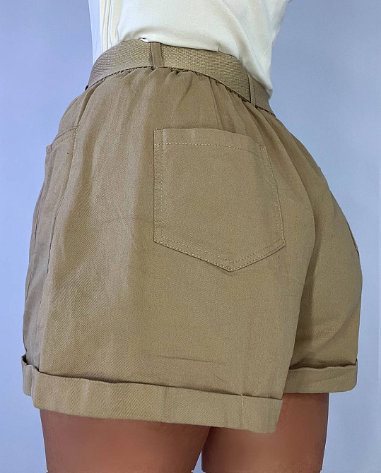 Шорты женские A-N 5701 мом на резинке с ремнем короткие бежевые, бежевый, M, M, 80 см, 105 см Киев - изображение 14