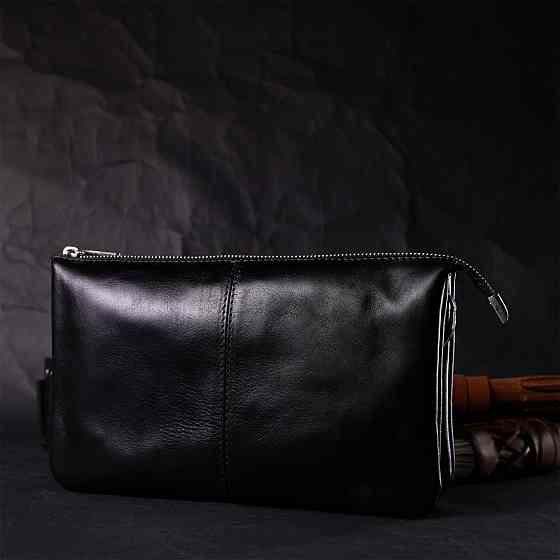 Розкішний жіночий клатч із натуральної шкіри Чорний (GRANDE PELLE) Київ